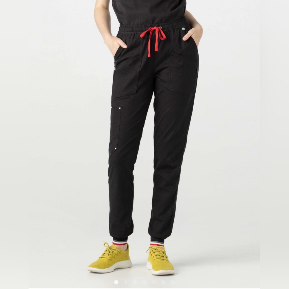 MEDICLO BLACK Women's Scrub Set XS (Joggers Petite Length) EUC - Picture 2 of 16